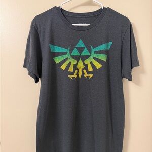 Gray Graphic Tee with Green and Yellow Design
